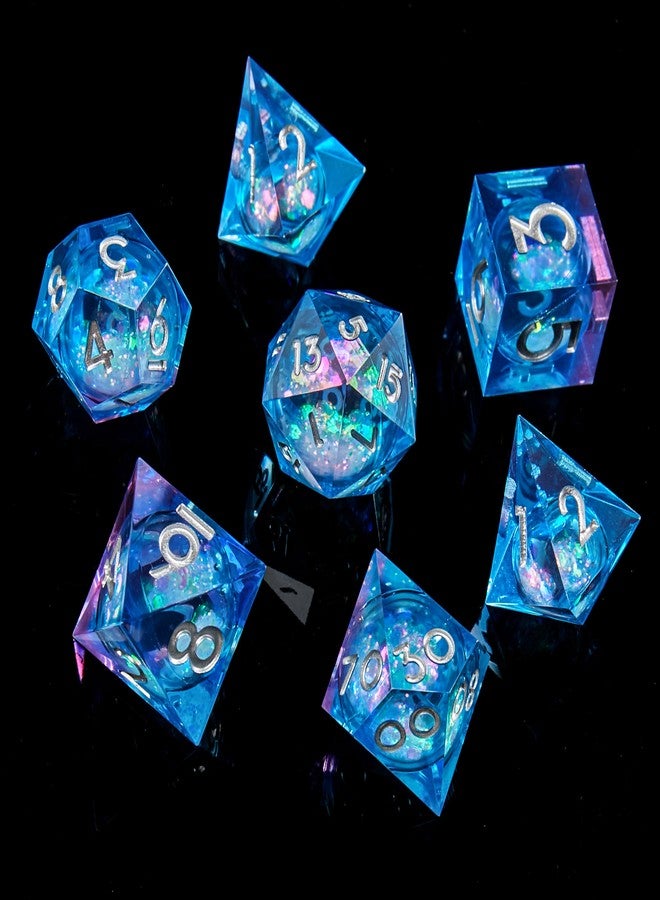 FugaCity DND Dice Set,Liquid Core Handmade Sharp Edge 7 Piece Resin Dice-Dungeons and Dragons Polyhedral Dice Set, D&D Dice Set with Gift Dice Case for RPG MTG Table Games （ - Image 1